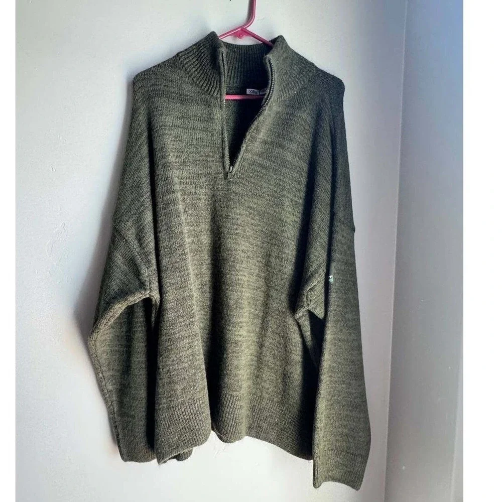 Zara Quarter Zip Sweater XL Streetwear Y2K Gorpcore Outdoor Minimalist Preppy